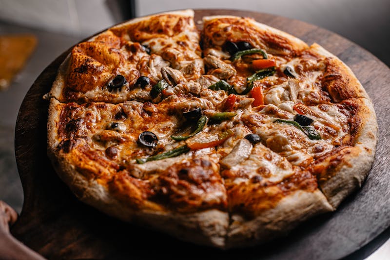 Mediterranean Veggie pizza with feta and olives