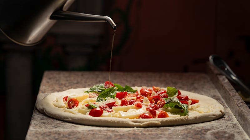 Margherita pizza with fresh tomato and basil